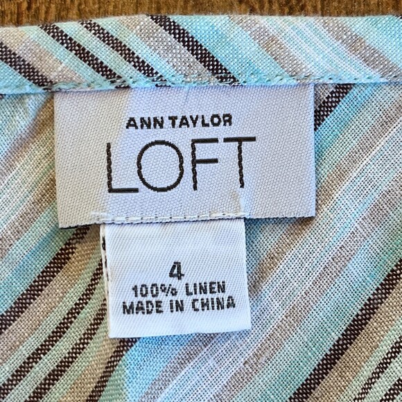 Ann Taylor Loft Linen Striped Knee Length Straight Skirt Size 4 corpcore work - Picture 4 of 4
